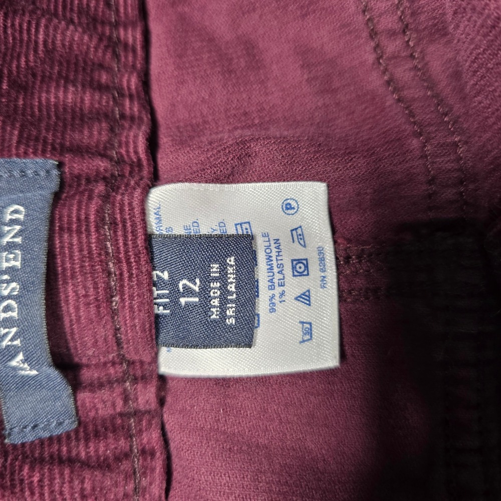 Lands‎ End Fit 2 Burgundy Corduroy Pants Womens Size 12 Straight Leg Stretch - Picture 6 of 9